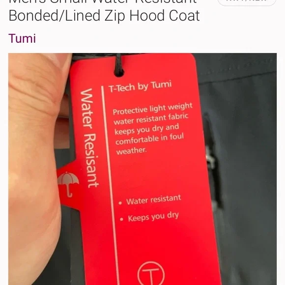 Tumi Men's Black Lightweight Jacket - Picture 7 of 7